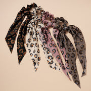 Mauve Animal Print Scarf Pony Hair Tie
